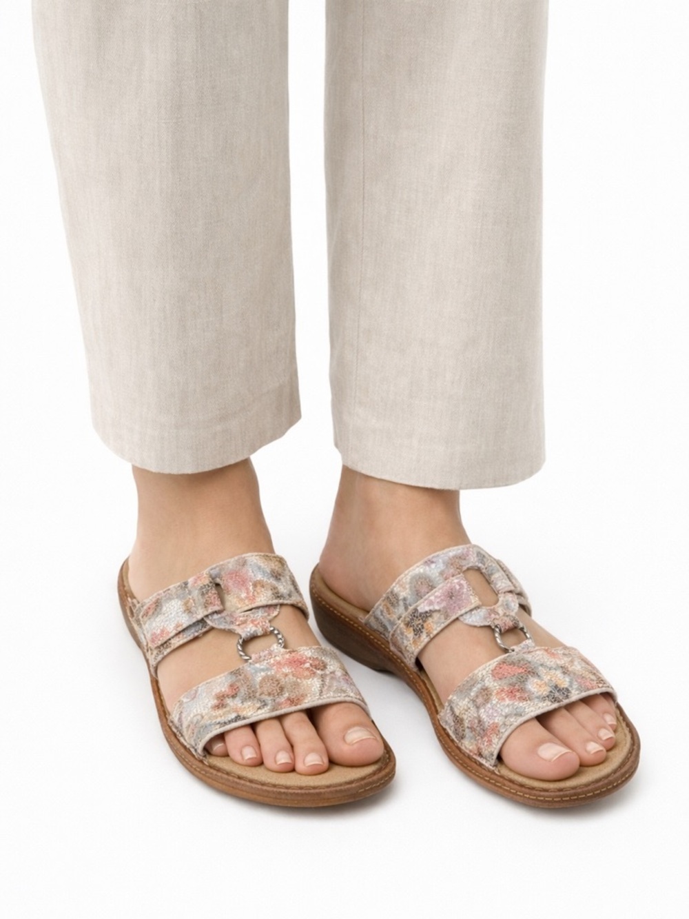 Size 10 (EU 41) Rieker Women’s 60885-90 Multi Floral Comfort Slide Sandals